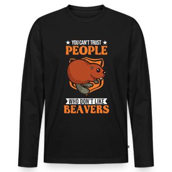 Beaver Beaver Dam Gift Beaver - Men's Premium Organic Long Sleeve Shirt - black - Front - Nico (187cm)