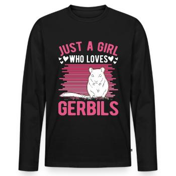 Juste une fille qui aime la fille de Gerbille Gerbille Gerbille - T-shirt manches longues Premium bio Homme - noir - Devant - Nico (187cm)