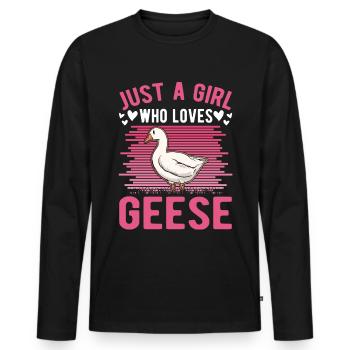 Oies Filles Éleveuse d’oies Oie Oie - T-shirt manches longues Premium bio Homme - noir - Devant - Nico (187cm)