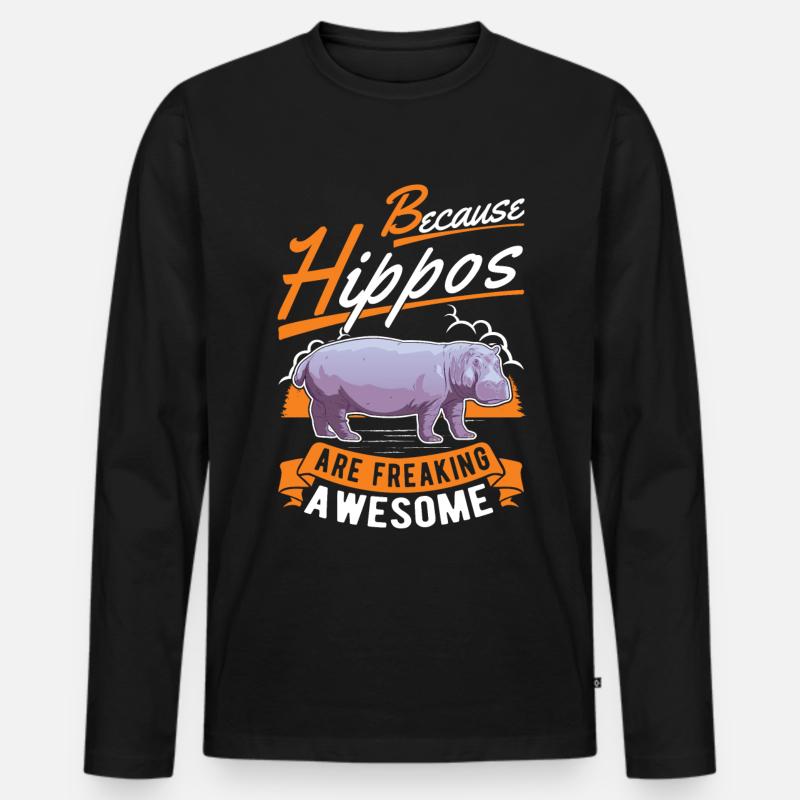 Nilpferd Geschenk Hippo Flusspferd - Männer Premium Bio Langarmshirt - Schwarz