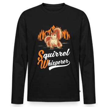 Eichhörnchen Flüsterer Squirrel Whisperer - Men's Premium Organic Long Sleeve Shirt - black - Front - Nico (187cm)