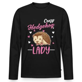 Crazy Hedgehog lady Hedgehog Prickly - Men's Premium Organic Long Sleeve Shirt - black - Front - Nico (187cm)