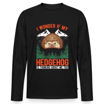 Igel Geschenk Stacheligel - Männer Premium Bio Langarmshirt - Schwarz - Vorne - Nico (187cm)