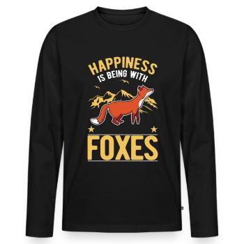 Happiness is being with Foxes Fuchs - Men's Premium Organic Long Sleeve Shirt - black - Front - Nico (187cm)