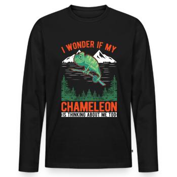 Cadeau Caméléon Caméléon - T-shirt manches longues Premium bio Homme - noir - Devant - Nico (187cm)