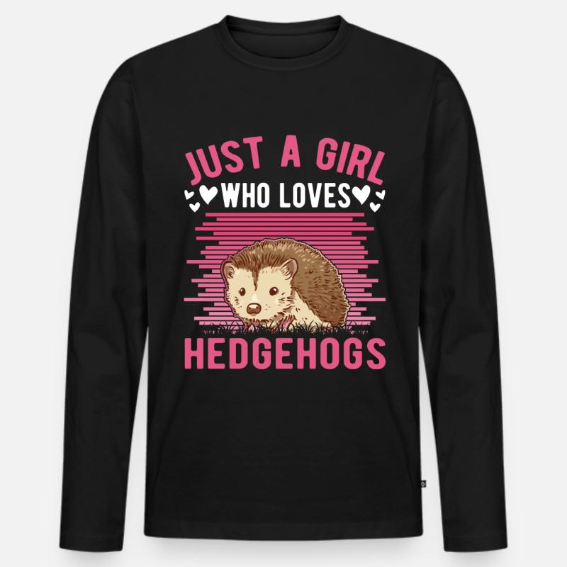 Igel Mädchen Stacheligel - Männer Premium Bio Langarmshirt - Schwarz
