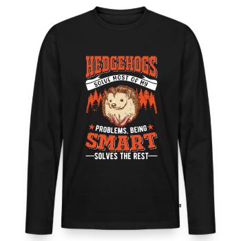 Igel Geschenk Stacheligel - Männer Premium Bio Langarmshirt - Schwarz - Vorne - Nico (187cm)