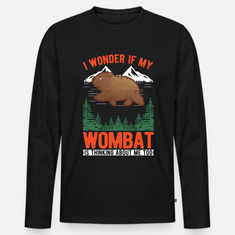 Wombat Geschenk - Männer Premium Bio Langarmshirt - Schwarz