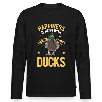 Happiness is being with Ducks duck breeder - Men's Premium Organic Long Sleeve Shirt - black - Front - Nico (187cm)