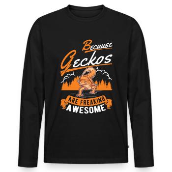Parce que les geckos sont vraiment géniaux - T-shirt manches longues Premium bio Homme - noir - Devant - Nico (187cm)