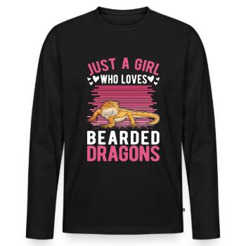 Bearded Dragon Girl Bearded Dragon - Men's Premium Organic Long Sleeve Shirt - black - Front - Nico (187cm)