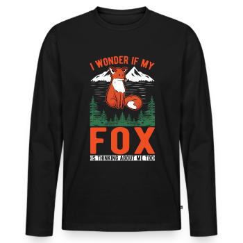 Renard Cadeau Renard Rouge - T-shirt manches longues Premium bio Homme - noir - Devant - Nico (187cm)