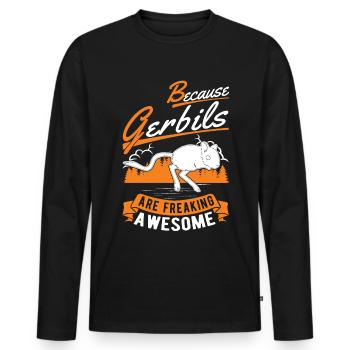 Parce que les gerbilles sont des gerbilles géniales - T-shirt manches longues Premium bio Homme - noir - Devant - Nico (187cm)