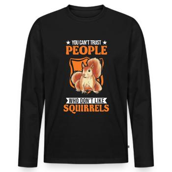 Écureuil Cadeau Écureuil Gris - T-shirt manches longues Premium bio Homme - noir - Devant - Nico (187cm)