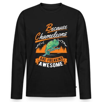 Parce que les caméléons sont des Chamäleon vraiment géniaux - T-shirt manches longues Premium bio Homme - noir - Devant - Nico (187cm)