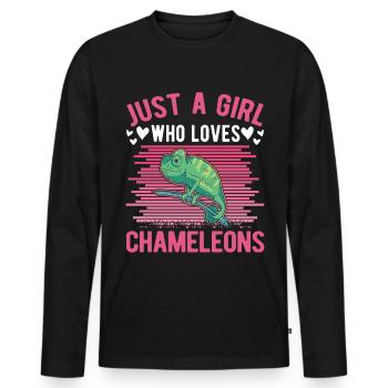 Caméléon Fille Caméléon - T-shirt manches longues Premium bio Homme - noir - Devant - Nico (187cm)