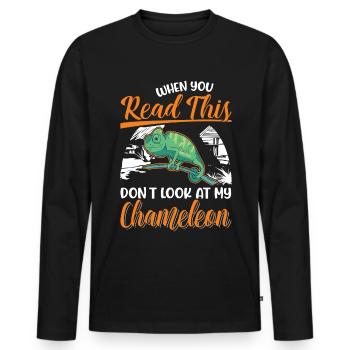 Caméléon Cadeau Caméléon - T-shirt manches longues Premium bio Homme - noir - Devant - Nico (187cm)