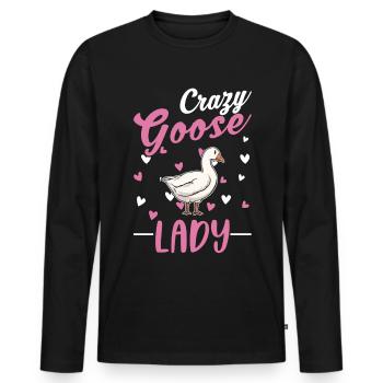 Crazy Goose lady geese goose breeder - Men's Premium Organic Long Sleeve Shirt - black - Front - Nico (187cm)