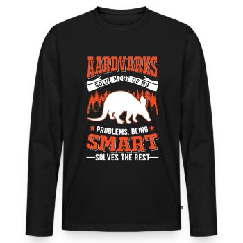 Erdferkel Geschenk Aardvark - Männer Premium Bio Langarmshirt - Schwarz - Vorne - Nico (187cm)