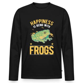 Frosch Glück Laubfrosch - Männer Premium Bio Langarmshirt - Schwarz - Vorne - Nico (187cm)