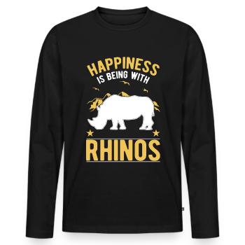Rhino Luck Rhino Rhinoceros - Men's Premium Organic Long Sleeve Shirt - black - Front - Nico (187cm)