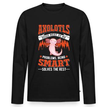 Axolotl Cadeau Amphibien à queue - T-shirt manches longues Premium bio Homme - noir - Devant - Nico (187cm)