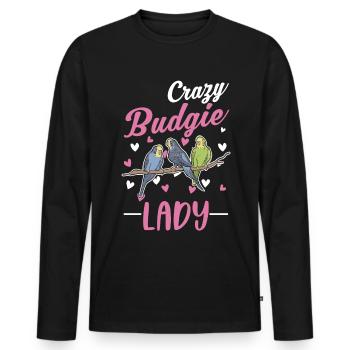 Crazy Budgerigar Mme Welli Parakeet - T-shirt manches longues Premium bio Homme - noir - Devant - Nico (187cm)