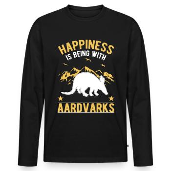 Erdferkel Glück Aardvark - Männer Premium Bio Langarmshirt - Schwarz - Vorne - Nico (187cm)
