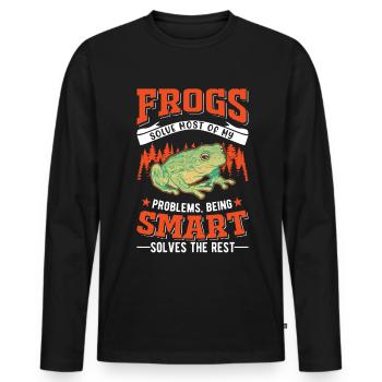 Grenouille cadeau Rainette - T-shirt manches longues Premium bio Homme - noir - Devant - Nico (187cm)