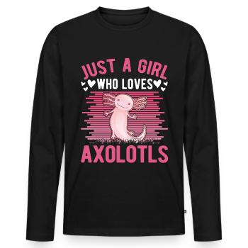 Axolotl Girl Tailed Amphibian - T-shirt manches longues Premium bio Homme - noir - Devant - Nico (187cm)