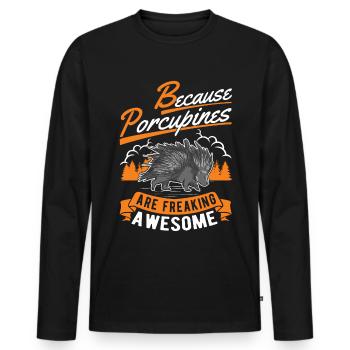 Porcupine Gift Porcupine - Men's Premium Organic Long Sleeve Shirt - black - Front - Nico (187cm)