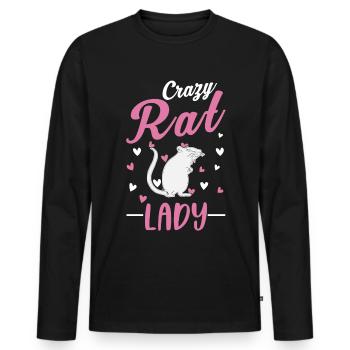 Crazy Rat lady Verrückte Ratten Frau - Männer Premium Bio Langarmshirt - Schwarz - Vorne - Nico (187cm)