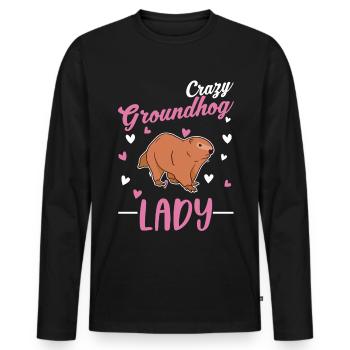 Marmotte folle Femme Crazy Groundhog dame - T-shirt manches longues Premium bio Homme - noir - Devant - Nico (187cm)