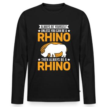 Nashorn Rhino Rhinozeros - Männer Premium Bio Langarmshirt - Schwarz - Vorne - Nico (187cm)
