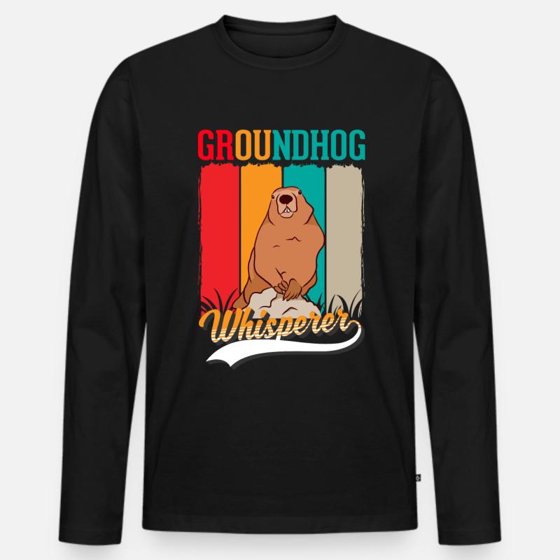 Murmeltier Flüsterer Groundhog Waldmurmeltier - Männer Premium Bio Langarmshirt - Schwarz
