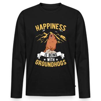 Groundhog Happiness Groundhog Day Forest Marmot - Men's Premium Organic Long Sleeve Shirt - black - Front - Nico (187cm)