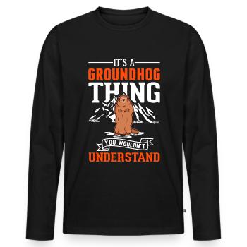 Groundhog Thing Groundhog Day Marmot - Men's Premium Organic Long Sleeve Shirt - black - Front - Nico (187cm)