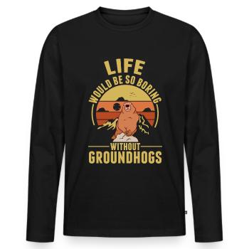 Murmeltier Groundhog Day Waldmurmeltier - Männer Premium Bio Langarmshirt - Schwarz - Vorne - Nico (187cm)