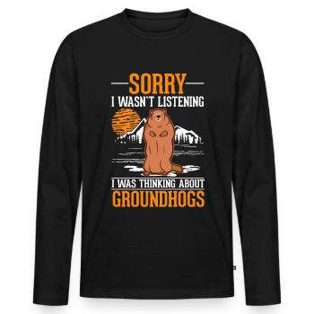 Murmeltier Groundhog Day Waldmurmeltier - Männer Premium Bio Langarmshirt - Schwarz - Vorne - Nico (187cm)