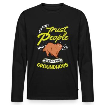 Murmeltier Groundhog Day Waldmurmeltier - Männer Premium Bio Langarmshirt - Schwarz - Vorne - Nico (187cm)