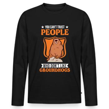 Murmeltier Groundhog Day Waldmurmeltier - Männer Premium Bio Langarmshirt - Schwarz - Vorne - Nico (187cm)