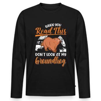 Murmeltier Groundhog Day Waldmurmeltier - Männer Premium Bio Langarmshirt - Schwarz - Vorne - Nico (187cm)