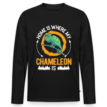 Caméléon Accueil Caméléon - T-shirt manches longues Premium bio Homme - noir - Devant - Nico (187cm)