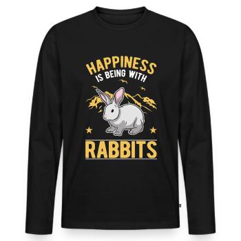 Rabbit Lucky Rabbit Rabbit - Men's Premium Organic Long Sleeve Shirt - black - Front - Nico (187cm)