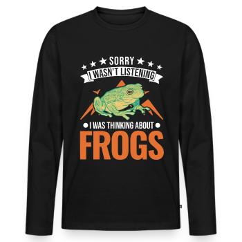 Grenouille cadeau Rainette - T-shirt manches longues Premium bio Homme - noir - Devant - Nico (187cm)