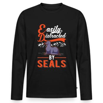 Easily distracted by Seal Robbe Sea Lion - Men's Premium Organic Long Sleeve Shirt - black - Front - Nico (187cm)