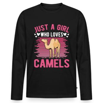 Kamel Mädchen Dromedar Ägypten Großkamel - Männer Premium Bio Langarmshirt - Schwarz - Vorne - Nico (187cm)