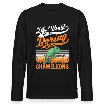 Caméléon Cadeau Caméléon - T-shirt manches longues Premium bio Homme - noir - Devant - Nico (187cm)