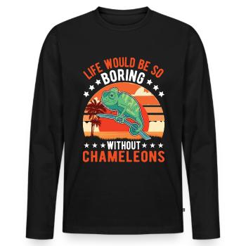Caméléon Cadeau Caméléon - T-shirt manches longues Premium bio Homme - noir - Devant - Nico (187cm)