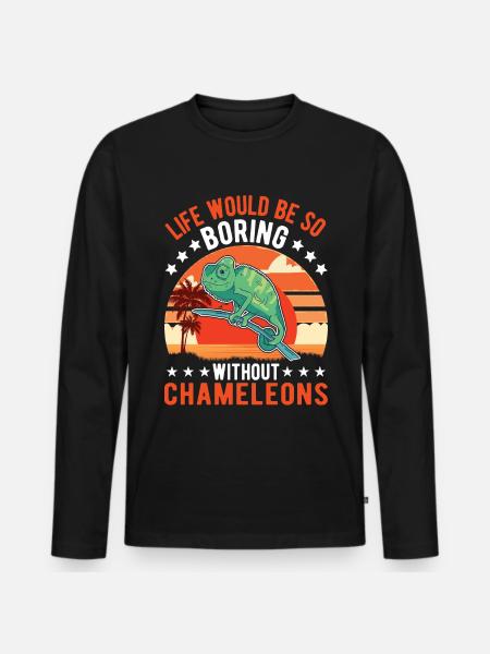 Caméléon Cadeau Caméléon - T-shirt manches longues Premium bio Homme - noir